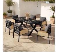 Ensemble table et 6 chaises avec coussins FloraGrace
