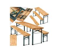 tectake® Ensemble de Table Pliante Exterieur et 2 Banc en Bois de Brasserie Salon de Jardin Pliable et Peu encombrant Mobilier de Jardin pour Pique Nique Réceptions Barbecue Mariage Anniversaire