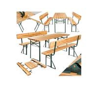 Table et bancs de jardin - TECTAKE - Ensemble repas d'extérieur FRANZ II 8 places pliable avec dossier amovible en bois - Brun