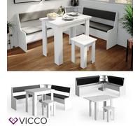 Vicco Groupe de banquettes d'angle Roman, Blanc/Anthracite, 180 x 150 cm avec Table