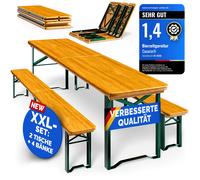 Ensemble table et bancs en bois 220 cm 10 personnes Meubles de jardin pliables