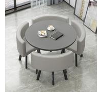 Ensemble Table Et Chaise Club Table De Réception Et Chaise Combinaison Table De Négociation Table De Conférence Ronde Ensemble De Table À Manger De Salle À Manger Adapté Au Salon(Light Gray)
