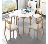 Ensemble table et chaise de bureau de conférence pour 4 personnes : idéal pour négociation, loisirs, salle de réception, club, balcon, café et salle de pause (couleur bois, 80 cm / 31.4in)