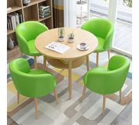 Ensemble table et chaise de bureau moderne avec 4 sièges en cuir PU, idéal pour les petites salles de conférence, les salles de réunion et les bibliothèques, couleur vert clair
