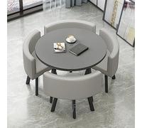 Ensemble table et chaise de bureau moderne pour salle de réception, table de conférence ronde et chaise pour salle de négociation, salon, table à manger, couleur gris clair, idéal pour le salon