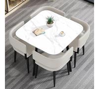 Ensemble table et chaise de conférence 4 personnes, carré blanc, 80 cm, pour salle de réception, club, négociation commerciale et petite table basse