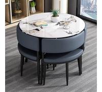 Ensemble table et chaise de conférence pour 4 personnes, ronde, bleue, 80 cm, petite table basse pour réception et négociation professionnelle