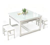 Ensemble table et chaise de dessin artistique for enfants avec dessus en verre bureau calligraphie artisanale étudiants peinture cours formation utilisation studio à la maternelle(D,120x120x74cm)
