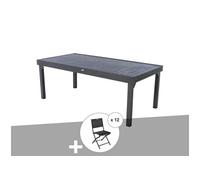 Ensemble table et chaise de jardin aluminium gris 12 personnes table rectangulaire 320.0 x 100.0 cm