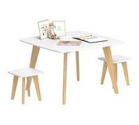 Ensemble table et chaise de jardin bois blanc 2 personnes table rectangulaire 80.0 x 80.0 cm Blanc G