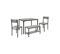 Ensemble table et chaise de jardin ml design bois gris 4 personnes table rectangulaire 110.0 cm x 70 cm