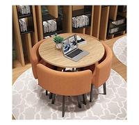 Ensemble table et chaise de loisirs Cafe Balcon Salon Table à manger ronde simple Bureau Réunion d'affaires Réception Coton Lin (couleur : jaune) (orange)