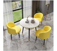 Ensemble table et chaise de loisirs - Table et chaises de réception - Double table ronde en marbre - Table basse de restaurant - Balcon contemporain (jaune)