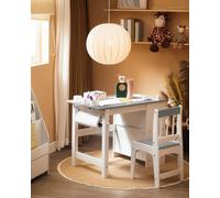 Ensemble table et chaise enfant avec 2 étagères effet bois gris