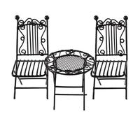 Ensemble table et chaise miniatures 3 en 1 en fer pour maisons de poupée 1/12 décorations, projets d'artisanat et de jardin, accessoires de présentation pour maisons de poupées, meubles