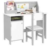 Ensemble table et chaise pour enfant - HOMCOM - avec tableau blanc - bureau pour enfant +5 ans 90L x 45l x 85H cm Gris