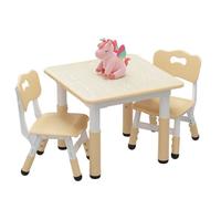Ensemble Table et Chaise pour Enfant-HOERFURIY -2 chaise + une Table-AFFI- EN plastique CHENE