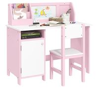 HOMCOM Ensemble Table et Chaise pour Enfant avec Tableau Blanc - Bureau pour Enfant +5 Ans 90L x 45l x 85H cm Rose