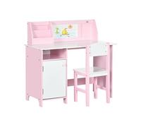HOMCOM Ensemble Table et Chaise pour Enfant avec Tableau Blanc - Bureau pour Enfant +5 Ans 90L x 45l x 85H cm Rose