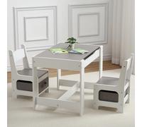 Ensemble table et chaise pour enfants, table d'activités 3 en 1 avec rangement, table amovible, tableau noir, ensemble de meubles 3 pièces pour l'art, l'artisanat, le dessin, la lecture, la salle de