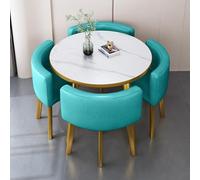 Ensemble table et chaise rondes compactes pour négociations commerciales, table basse pour bureaux de vente, magasins, réunions d'affaires et conférences (Bleu lac)