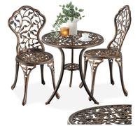 Ensemble table et chaise - TECTAKE - Ensemble bistrot LYON 2 personnes résistant aux intempéries avec motifs fantaisiste - Noir/Gris