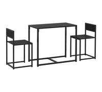 Ensemble table et chaises 2 personnes chaises encastrables métal MDF effet bois noir Noir G