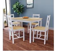 Ensemble table et chaises 4 places Yorkshire, bois massif, cuisine salle à manger, blanc & pin