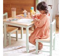 Geuther meubles d activite en hevea 2 chaises et une table couleur vert menthe