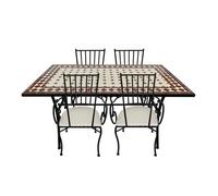 AXI Leonie Table et Chaise Bistrot, 4 Chaises, Ensemble Extérieur, Mosaique Vin Rouge - Salon de Jardin