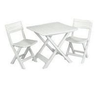 Ensemble Table Et 2 Chaises Camping Balcon - Blanc Blanc