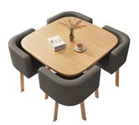 Ensemble table et chaises carrées, 4 pièces, mobilier de bar à café avec chaises à dossier souple, structure en métal robuste for salons de thé, restaurants rapides et salles de pause.(Dark gray)