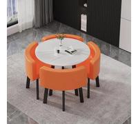 Ensemble table et chaises carrées 5 pièces, design compact idéal pour les bureaux, les espaces détente, la cuisine et la salle à manger.