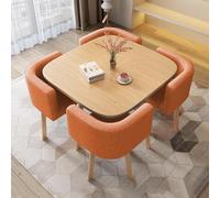 Ensemble table et chaises carrées compactes pour bureau, réception, conférence, cuisine, salle à manger et bar de petit déjeuner, design nordique peu encombrant