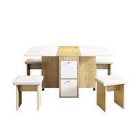 Ensemble table et chaises - CDISPLAY -120*80*75 cm Table à rallonges avec 4 chaises- pour Salle à Manger, Cuisine, Salon