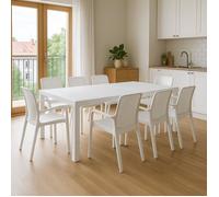 Ensemble Table et Chaises Cortanze Dmora, en Plastique Blanc
