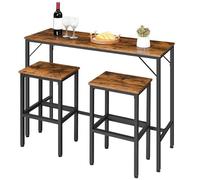 Ensemble Table et Chaises de Bar - HOOBRO - Ensemble table haute et 2 tabourets-Marron Rustique - Industriel