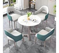 Ensemble Table Et Chaises De Bar pour 4 Personnes, Table Et Chaises De Club pour Bureau, Table À Manger Ronde Simple Et Chaises, Gain De Place,Blue-One Size