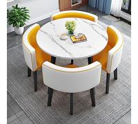 Ensemble table et chaises de bar rondes modernes pour cuisine, salle à manger peu encombrante avec dossier souple pour bureau et maison
