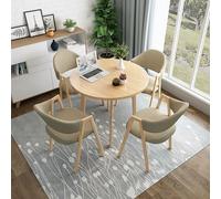 Ensemble table et chaises de bureau moderne pour 4 petites tables de conférence rondes avec dossier et chaise 5 pièces pour économiser de l'espace pour la réception et la négociation (kaki)