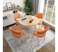 Ensemble table et chaises de bureau modernes pour 4 tables rondes de salle à manger de conférence avec dossier, meubles de réception et de négociation, couleur orange, taille unique