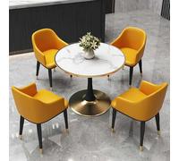 Ensemble table et chaises de bureau rond - Pour réception - Loisirs - négociation - Pour salon, balcon - Jaune