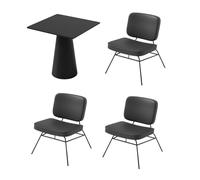 Ensemble Table Et Chaises De Café Industriel Moderne, Mobilier De Salle À Manger Minimaliste en Métal Noir, Bureau De Bistro Rond Et Carré, Siège Rembourré en Simili Cuir(A)