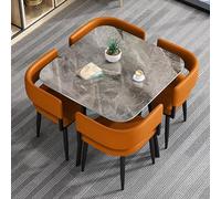 Ensemble table et chaises de conférence carrées pour 4 personnes - Orange - 90 cm - Pour salle de réception, club, négociation commerciale et petits espaces de café