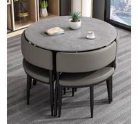 Ensemble table et chaises de conférence commerciale pour 4 personnes, petite table basse ronde, 90 cm, gris pour bureau, salle de réception, club, négociation commerciale