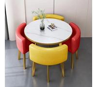 Ensemble table et chaises de conférence rondes modernes et élégantes, table de réception et table basse pour petites pièces, meubles polyvalents rouge-jaune pour la maison et le balcon