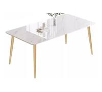 Ensemble table et chaises de couleur crème, table à manger en pierre en dalle for un usage domestique, ensemble table à manger et chaises rectangulaires de luxe léger et minimaliste(140*70*75)