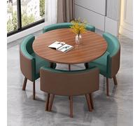 Ensemble table et chaises de cuisine rondes en cuir pour salle à manger, 1 table et 4 chaises, pour salon, bureau