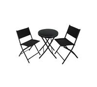 Ensemble table et chaises de jardin - TECTAKE - Lot de 2 chaises d'extérieur bistrot DÜSSELDORF Pliable pour 2 personnes - Noir