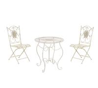 Ensemble Table Et Chaises De Jardin En Métal Crème Antique Beige